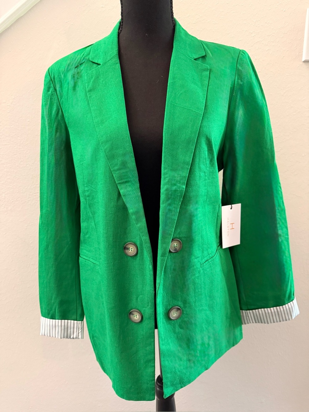 Halston Heritage Emerald Green Double-Breasted Blazer